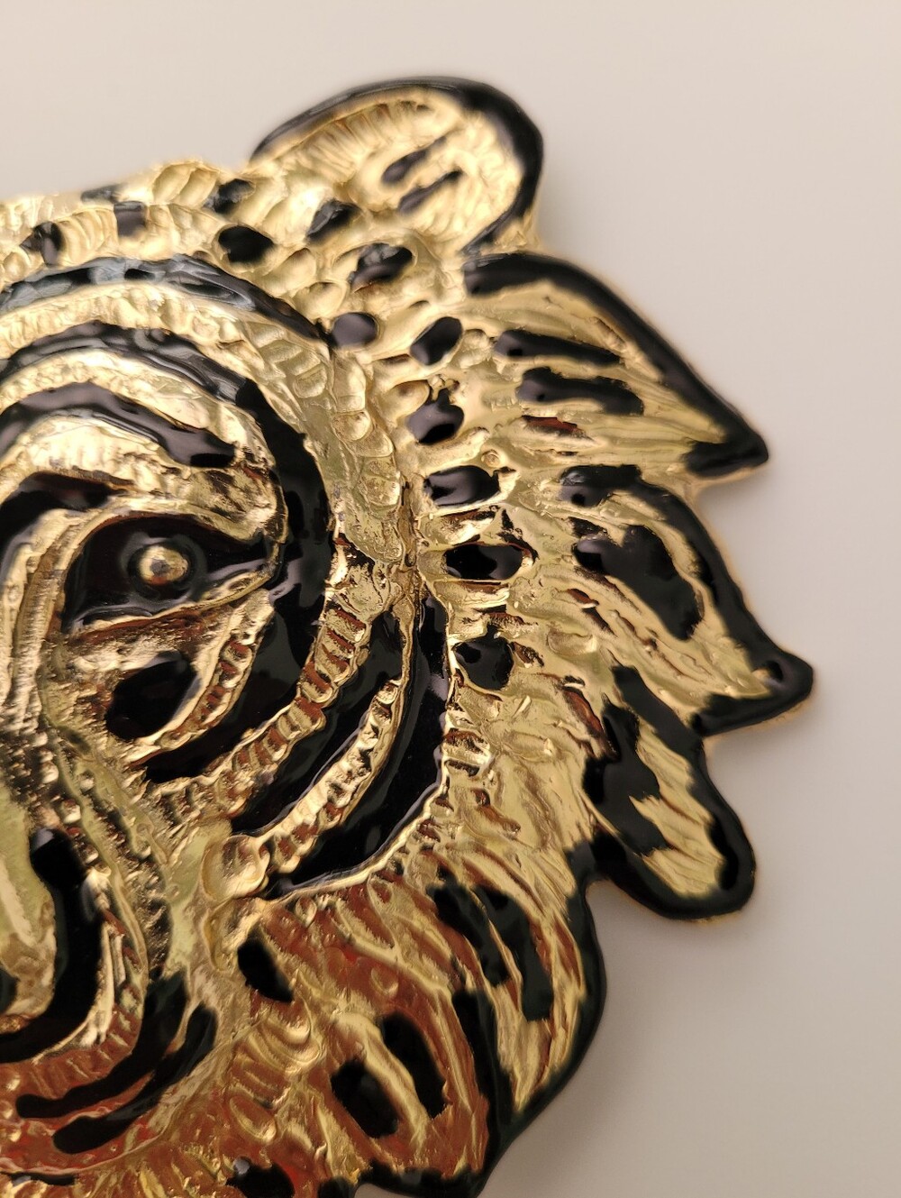 Vtg Mimi Di 1987 Lion Head Belt Buckle Removable belt Black Gold Lux Animal - Picture 7 of 16